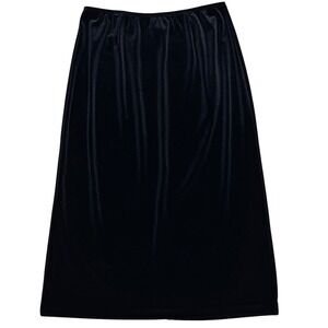 Clio Petites Vintage Black Velvet Midi Skirt Elastic Waist Size PL‎ Whimsigoth